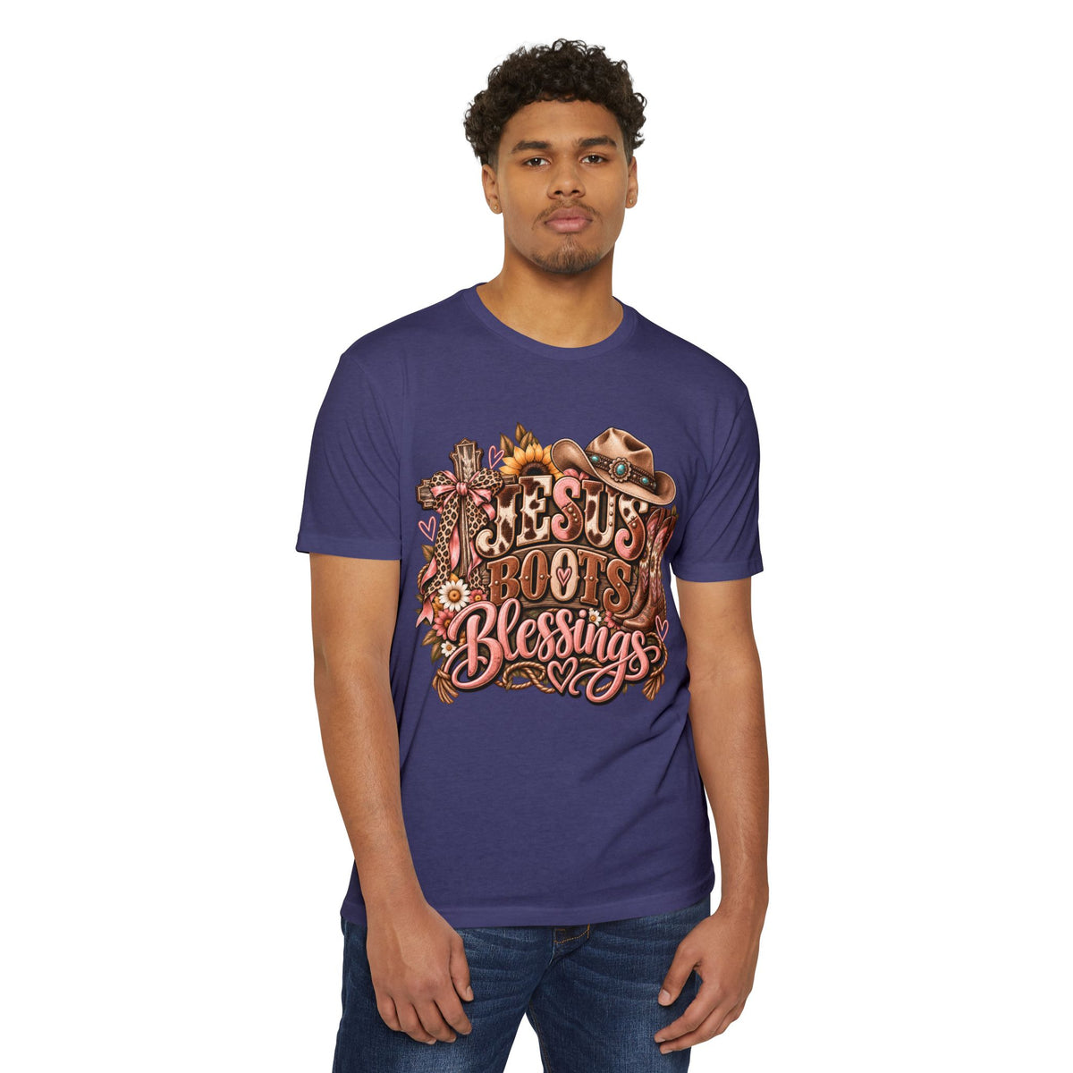 Jesus Boots & Blessings T-Shirt — Western Faith Cowboy Graphic Tee