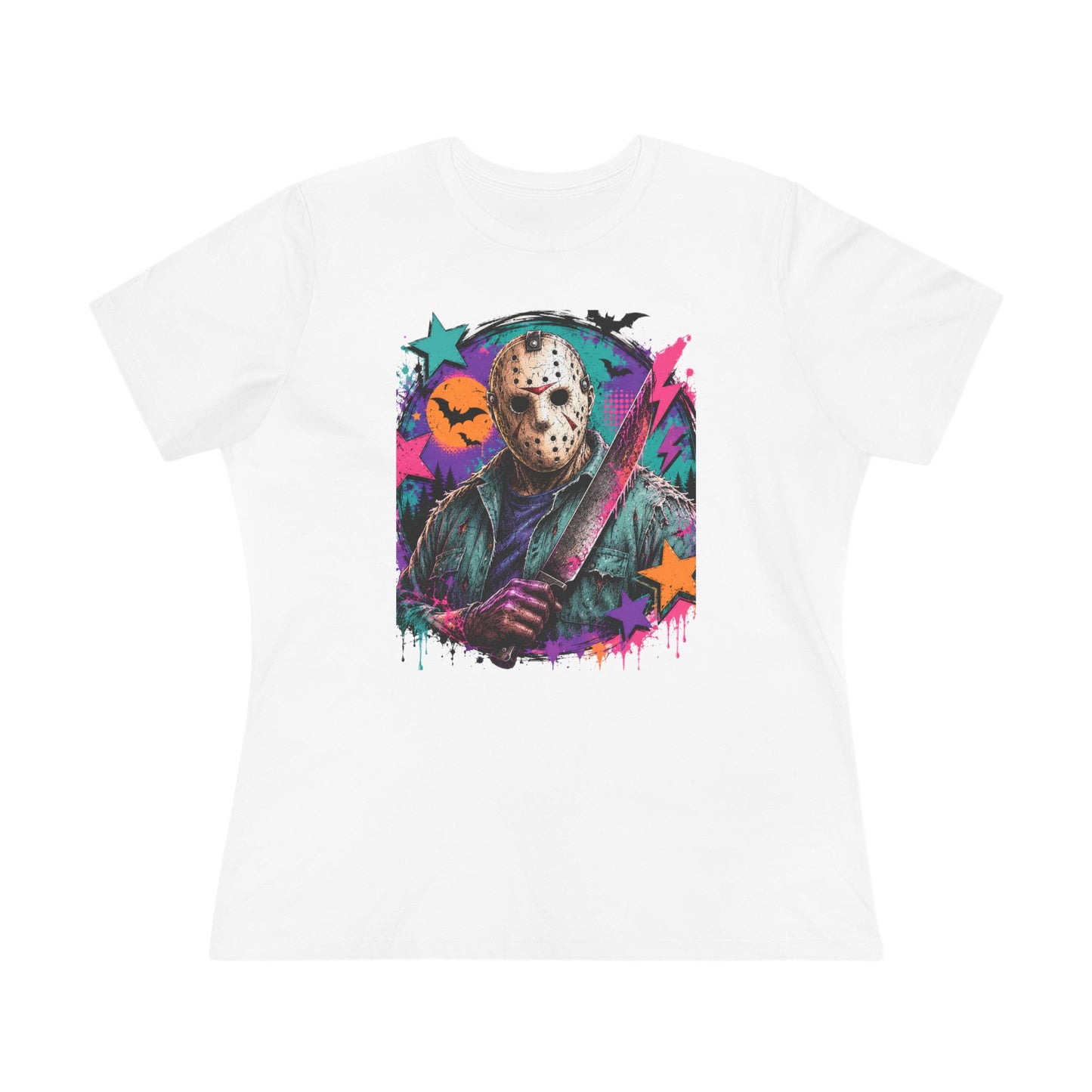 Horror Retro Jason Tee — Neon Slasher Halloween Women’s T-Shirt