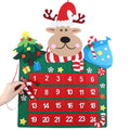 Christmas Countdown Calendar with Felt Reindeer and Pocket, Advent Calendar for Christmas