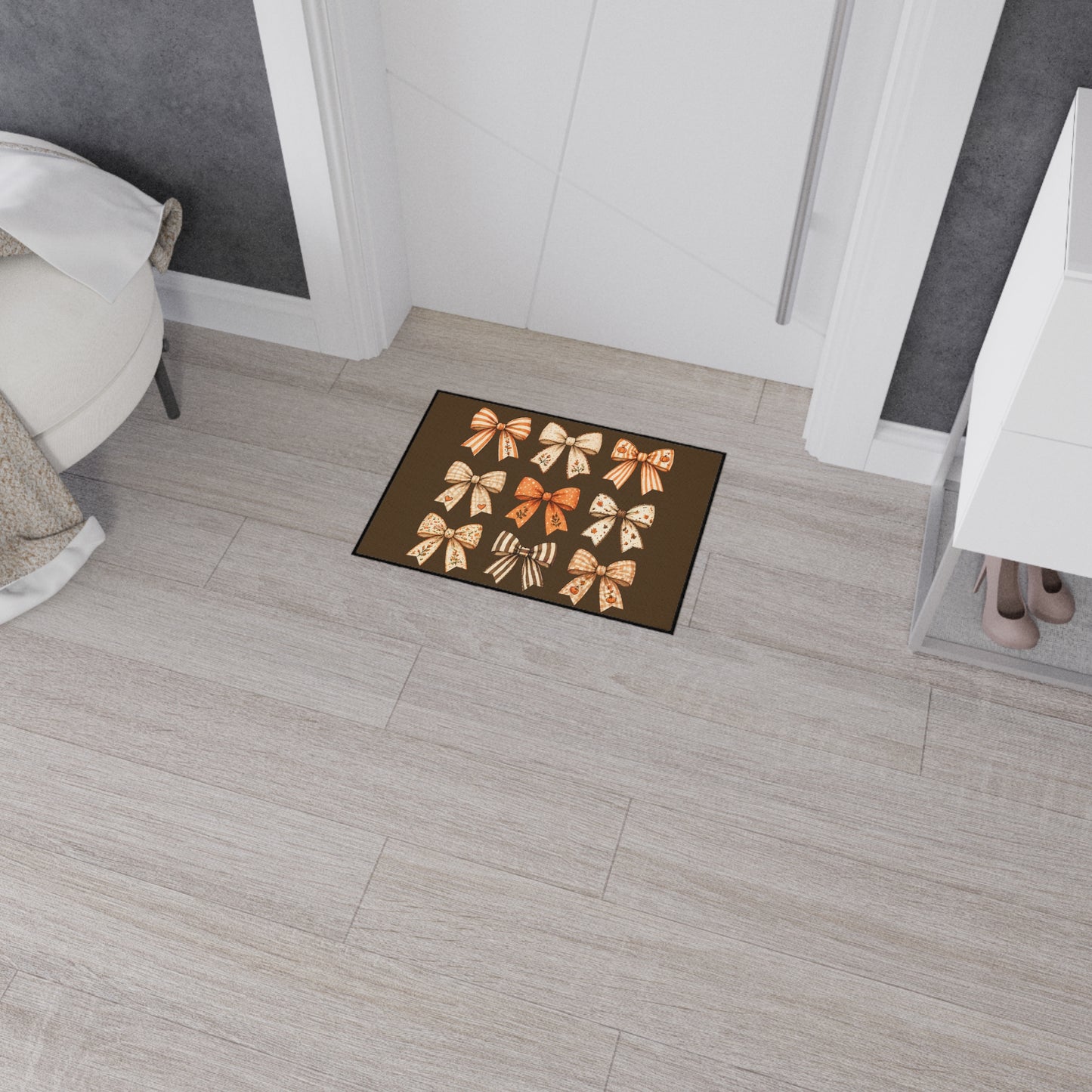 Autumn Bow Pattern Floor Mat — Heavy Duty Decorative Doormat