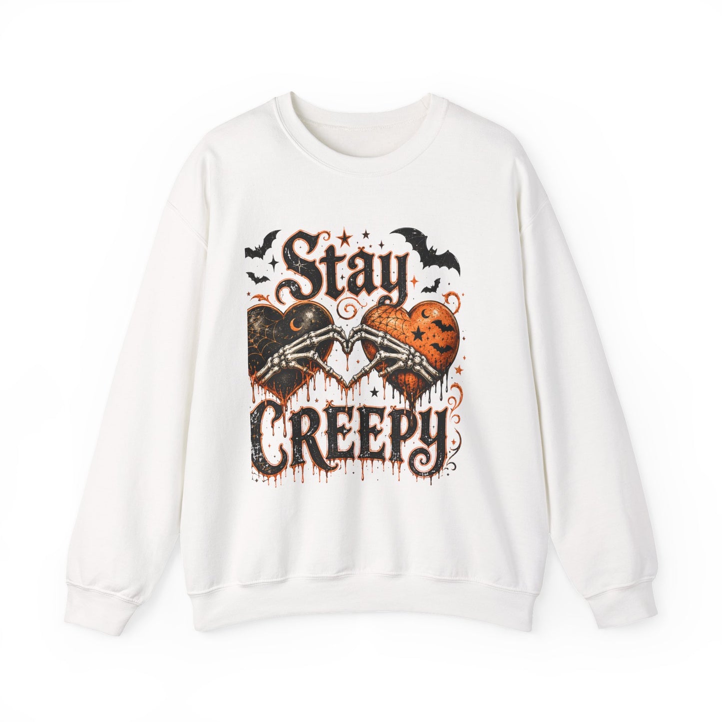 Stay Creepy Sweatshirt — Halloween Heart Gothic Crewneck