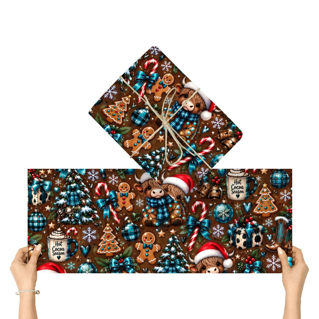 3Pack Gift Wrapping Paper Sheets cows and hot choclate wallpaper