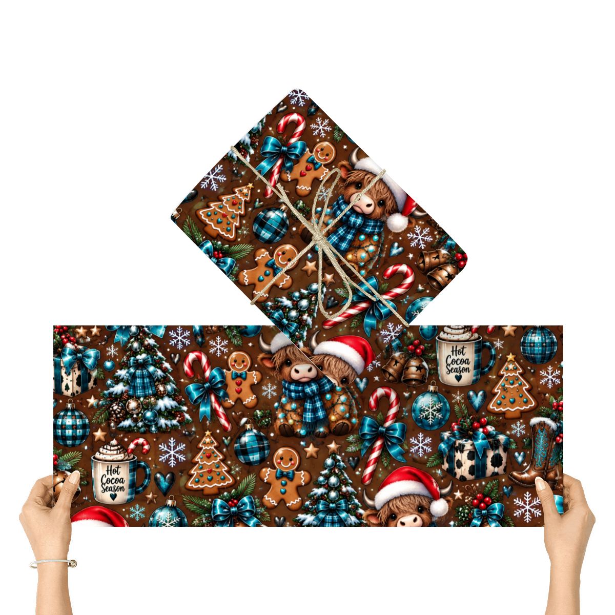 3Pack Gift Wrapping Paper Sheets cows and hot choclate wallpaper