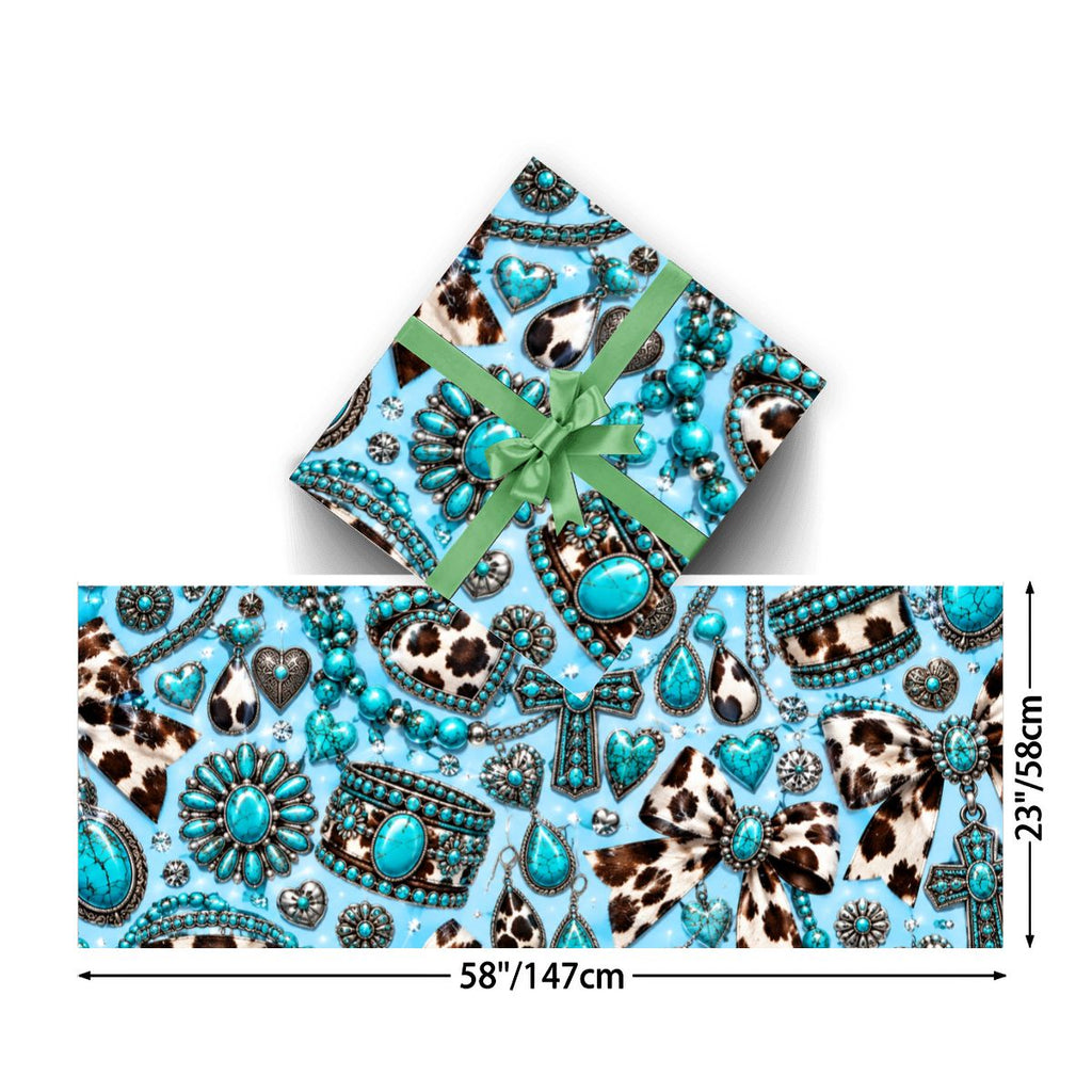 3Pack Gift Wrapping Paper Sheets tourqiouse and cowprint wrappingpaper
