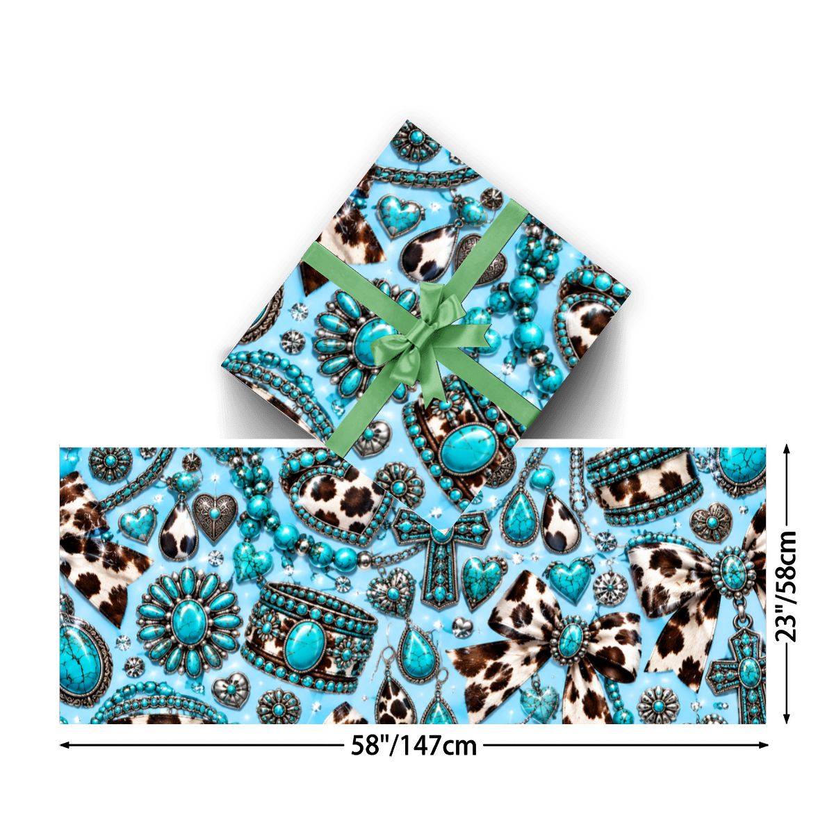 3Pack Gift Wrapping Paper Sheets tourqiouse and cowprint wrappingpaper