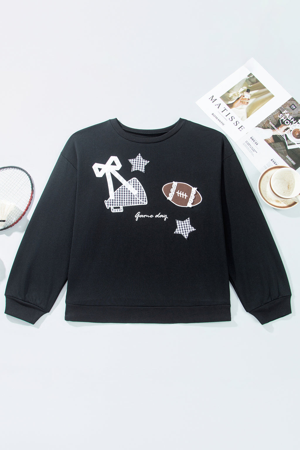 Racing Red Rugby Game Day Patchwork Graphic Plus Size Sweatshirt