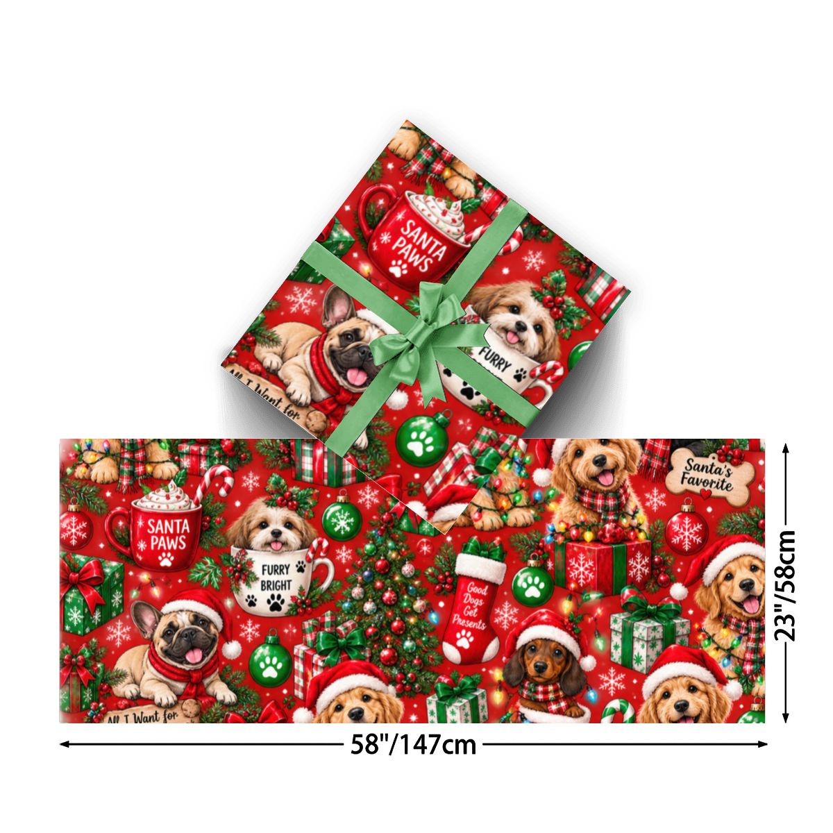 3Pack Gift Wrapping Paper Sheets christmas dogs