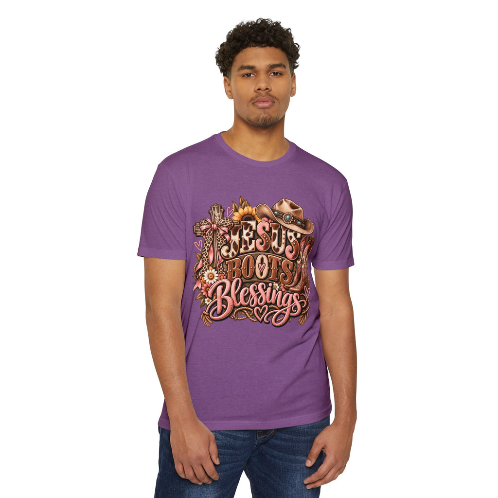 Jesus Boots & Blessings T-Shirt — Western Faith Cowboy Graphic Tee
