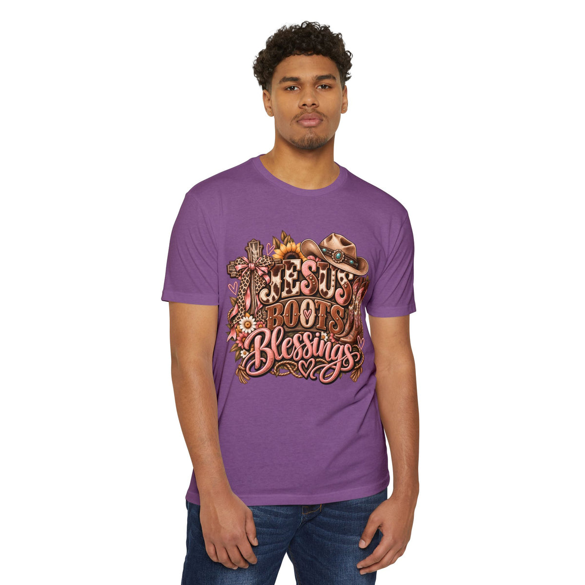 Jesus Boots & Blessings T-Shirt — Western Faith Cowboy Graphic Tee