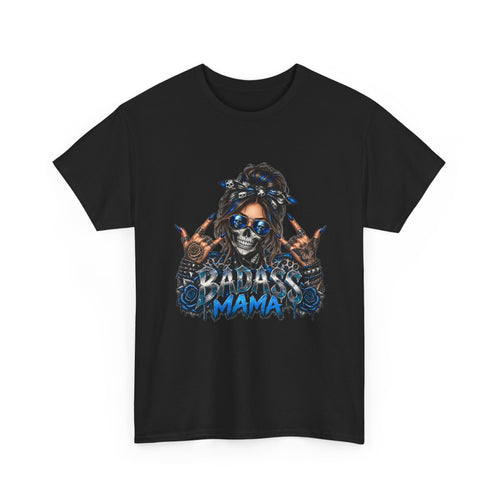 Badass Mama T-Shirt – Edgy Skull Bandana Graphic Tee for Moms