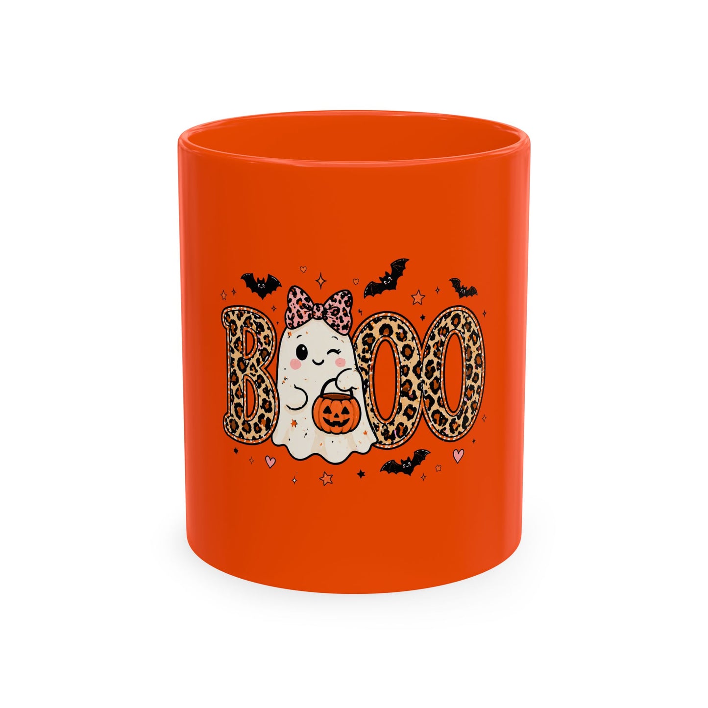 Boo Leopard Ghost Ceramic Mug — Cute Halloween Coffee Cup