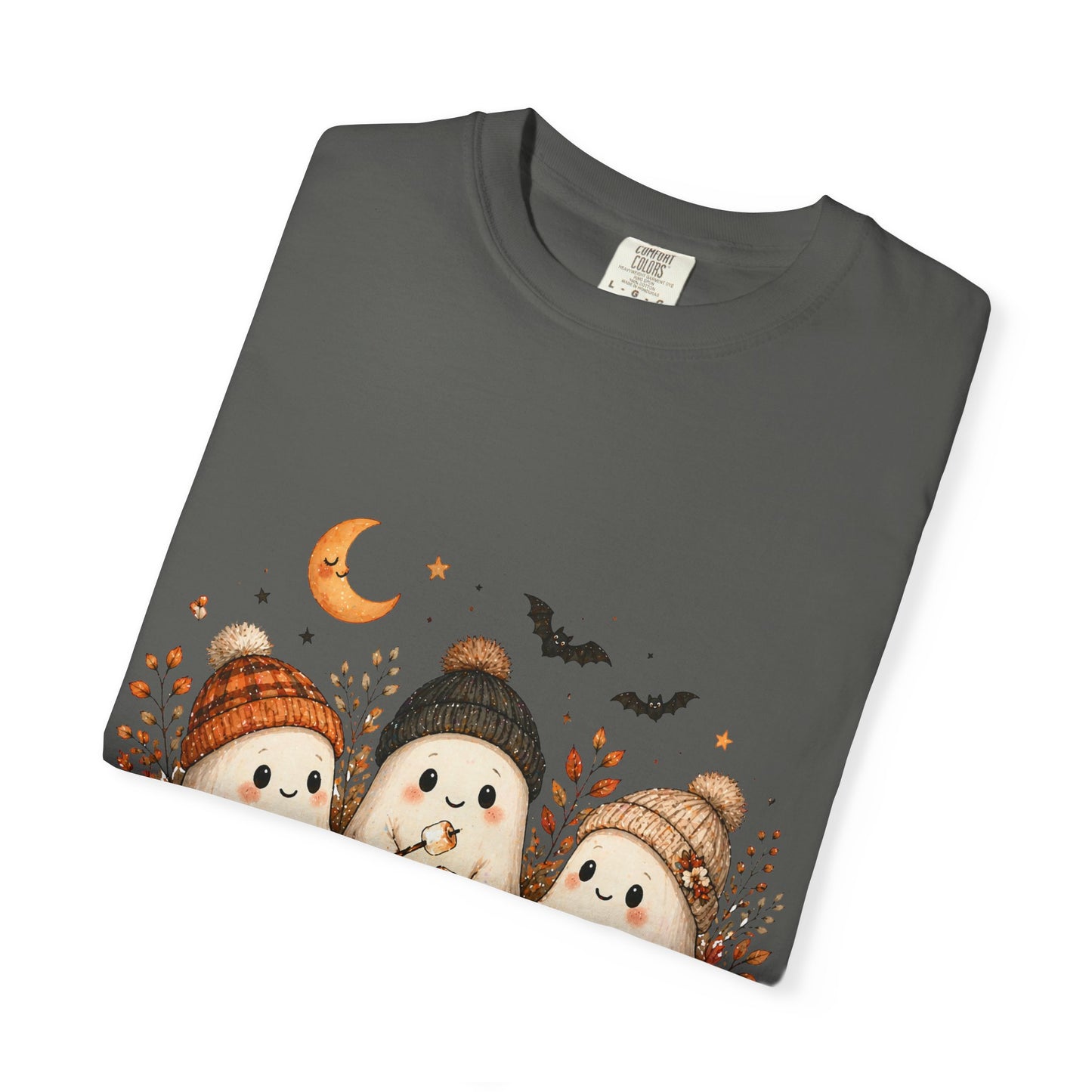 Halloween Ghost Trio Campfire T-Shirt — Cute Spooky Pumpkin Tee