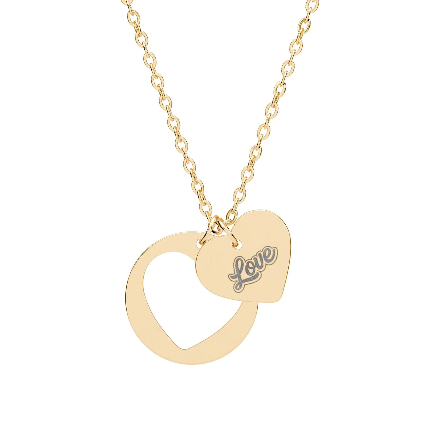 Engravable Heart Cutout Necklace – 'Love' Pendant