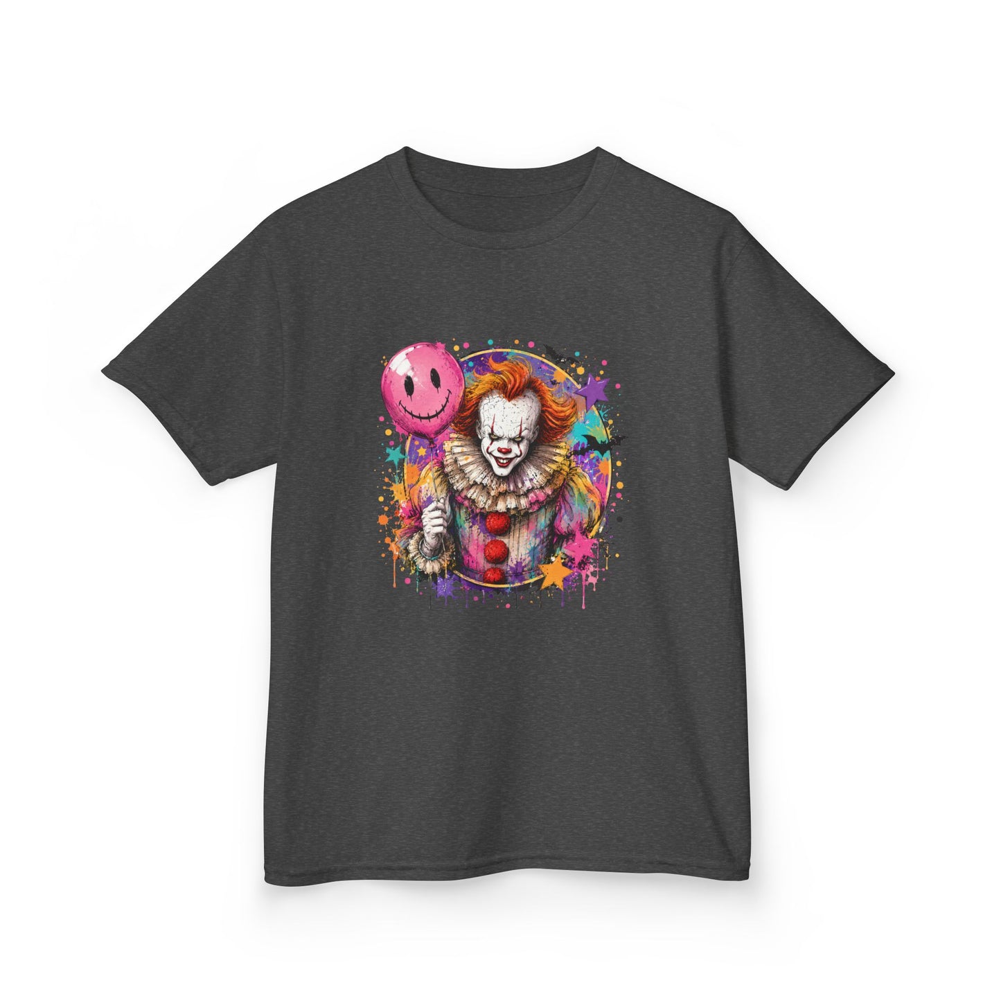 Kids Clown Horror T-Shirt — Colorful Scary Clown with Balloon Halloween Tee