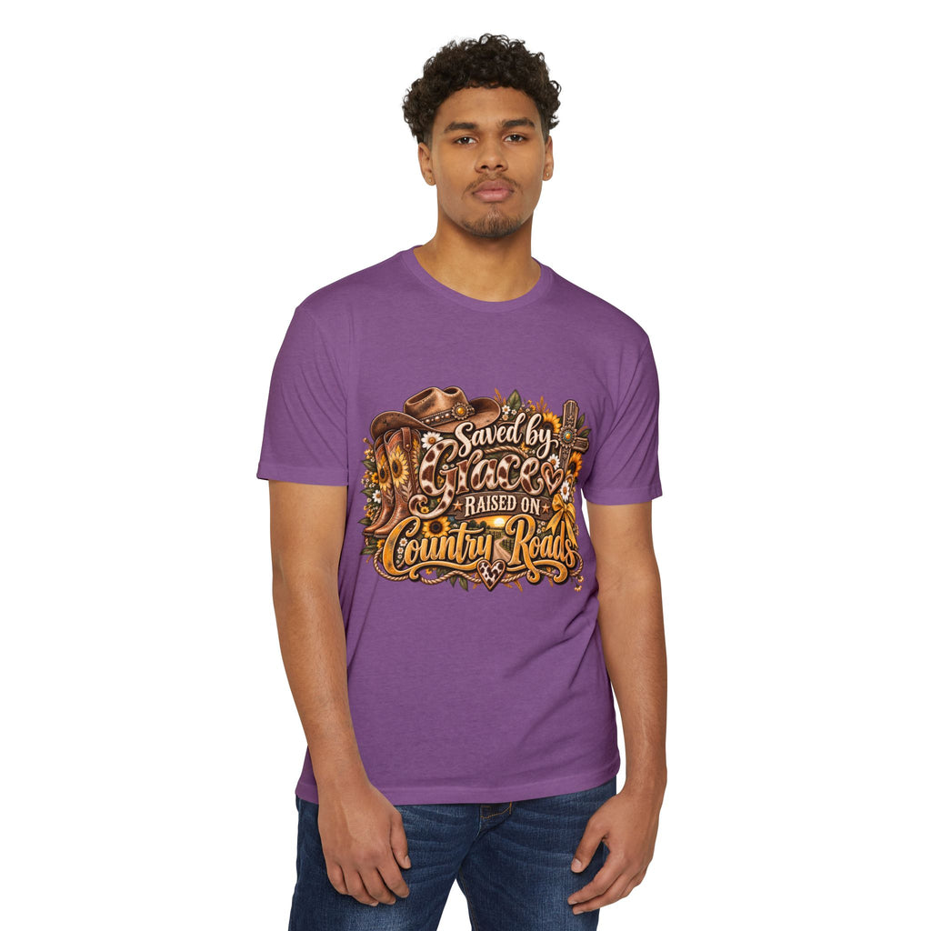 Saved by Grace Raised on Country Roads T-Shirt