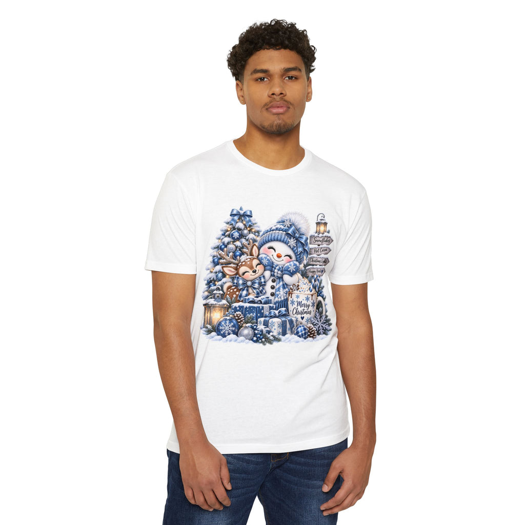 Christmas Snowman & Deer T-Shirt — Cute Winter Holiday Graphic Tee