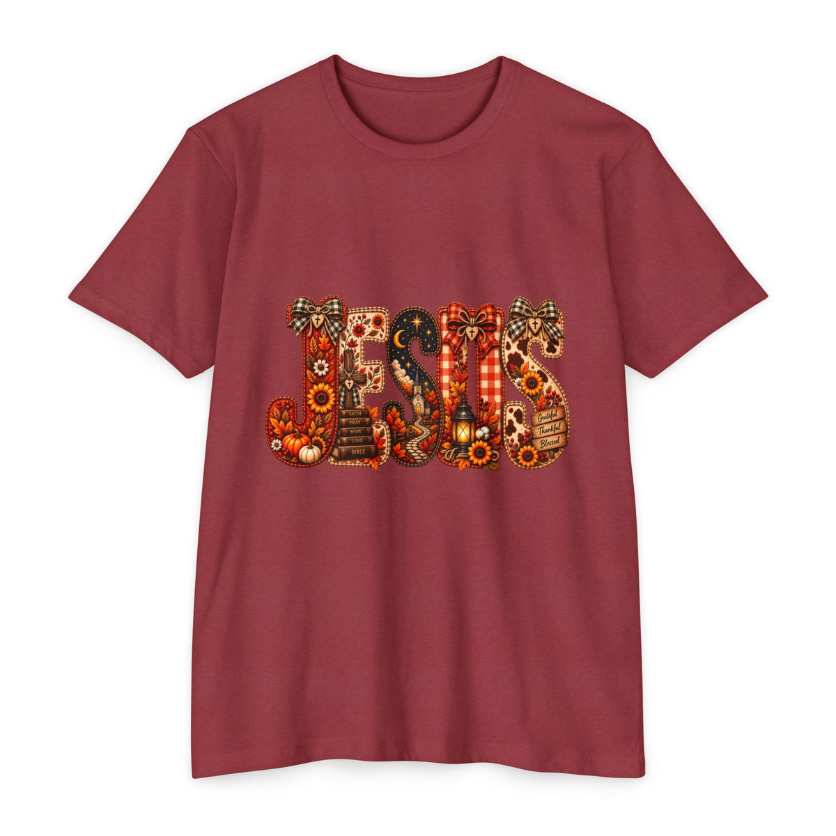 Jesus Floral Pattern T-Shirt — Vintage Boho Christian Tee