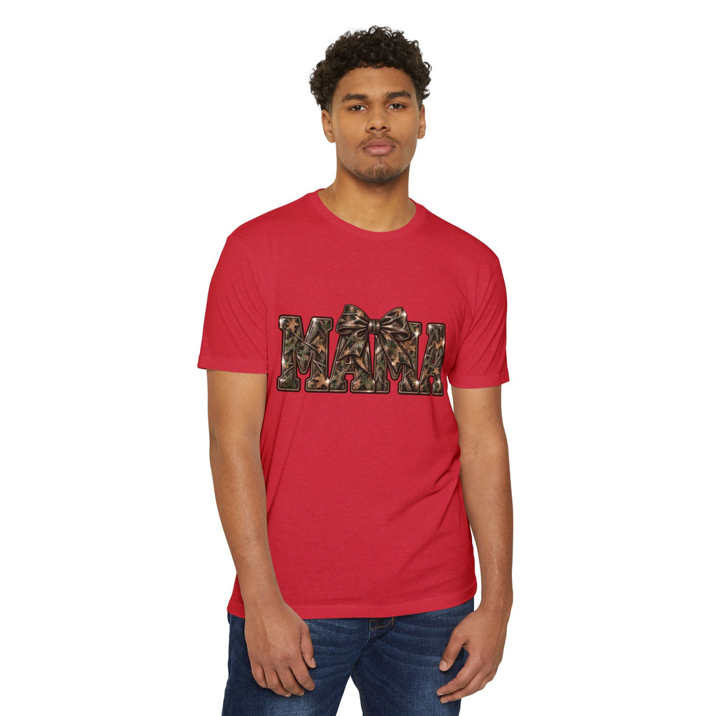 Mama Leopard Print Bow T-Shirt — Women's Mom Gift, Cute Animal Print Mother's Day Tee