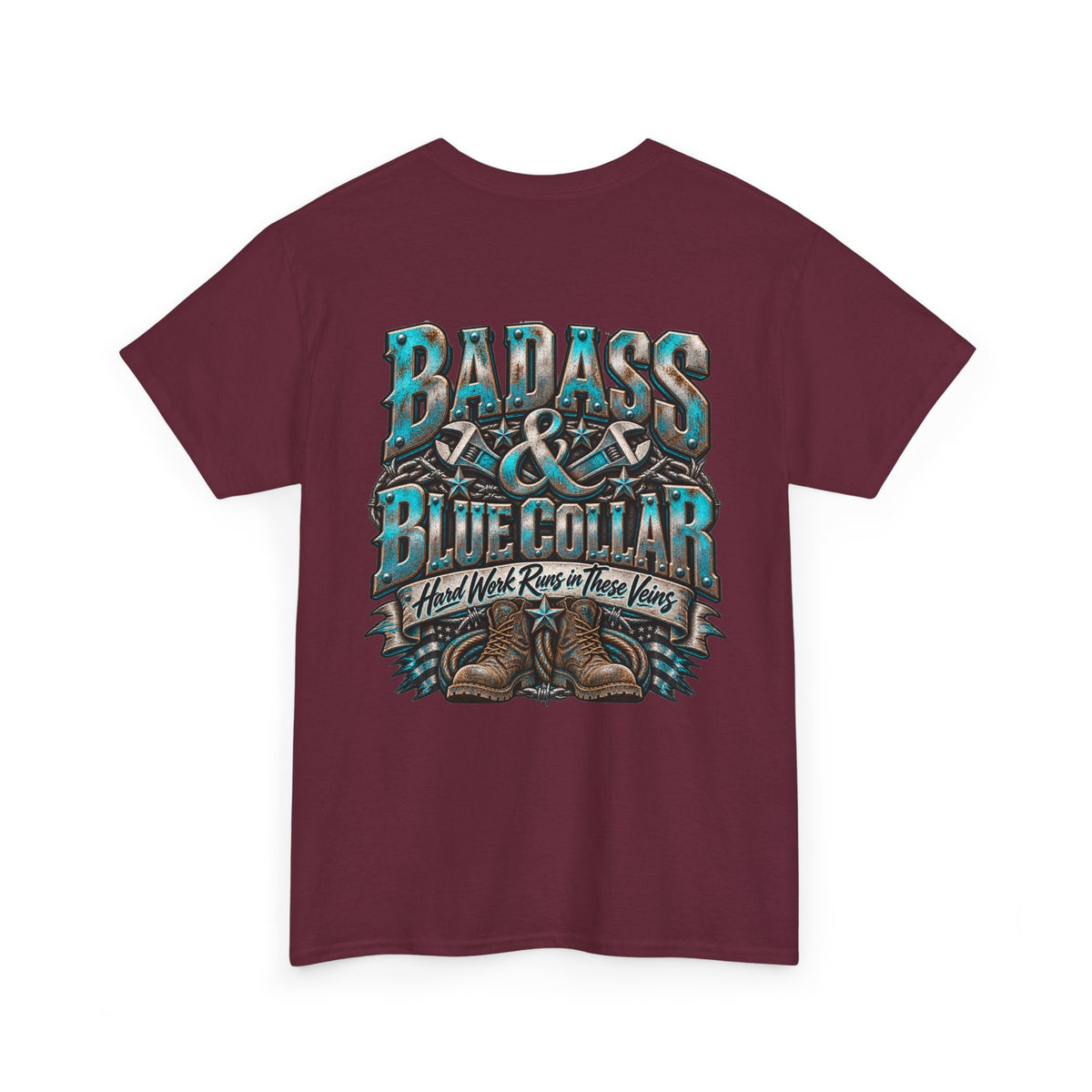 Badass Blue Collar Tee — 'Badass & Blue Collar' Workwear Graphic T‑Shirt
