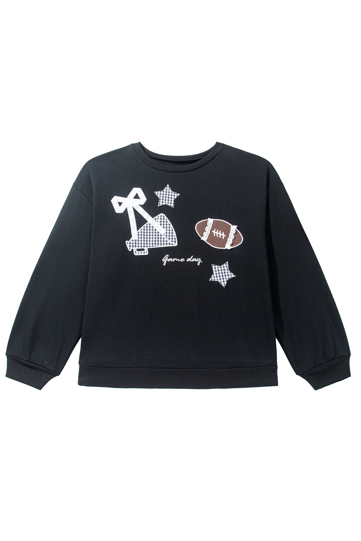 Racing Red Rugby Game Day Patchwork Graphic Plus Size Sweatshirt