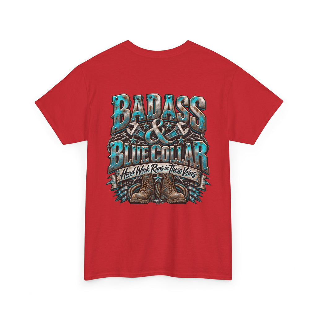 Badass Blue Collar Tee — 'Badass & Blue Collar' Workwear Graphic T‑Shirt