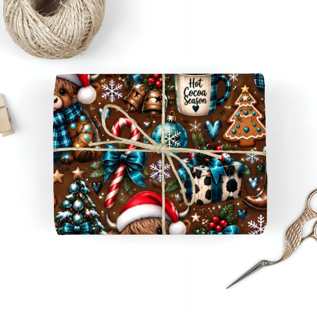 3Pack Gift Wrapping Paper Sheets cows and hot choclate wallpaper