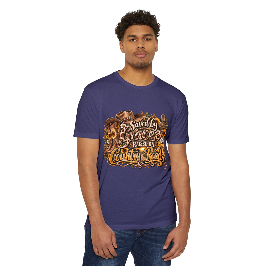 Saved by Grace Raised on Country Roads T-Shirt