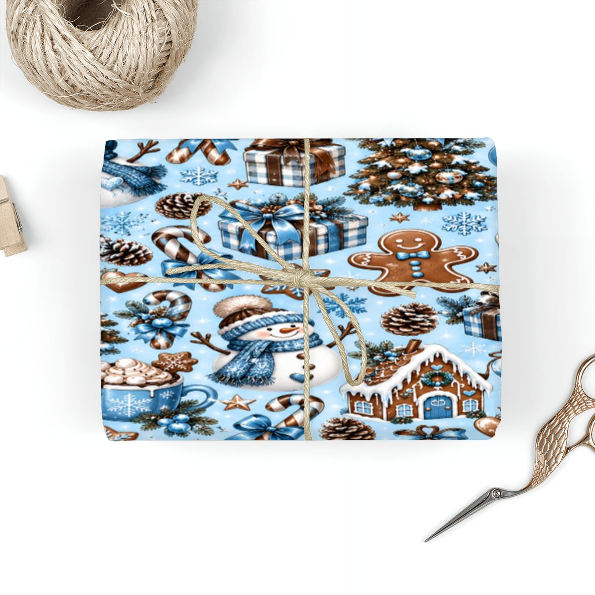 3Pack Gift Wrapping Paper Sheets snowmen and trees