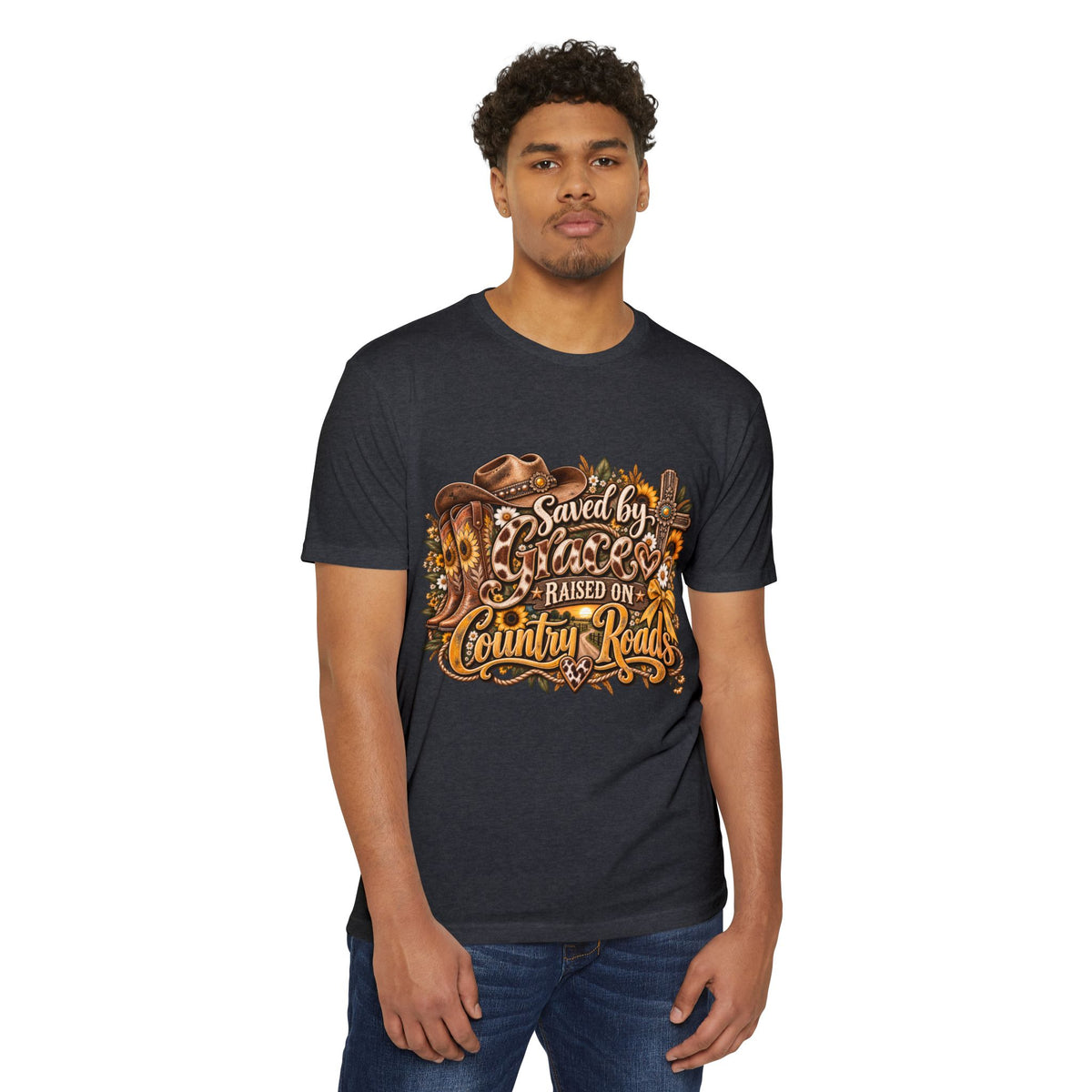 Saved by Grace Raised on Country Roads T-Shirt