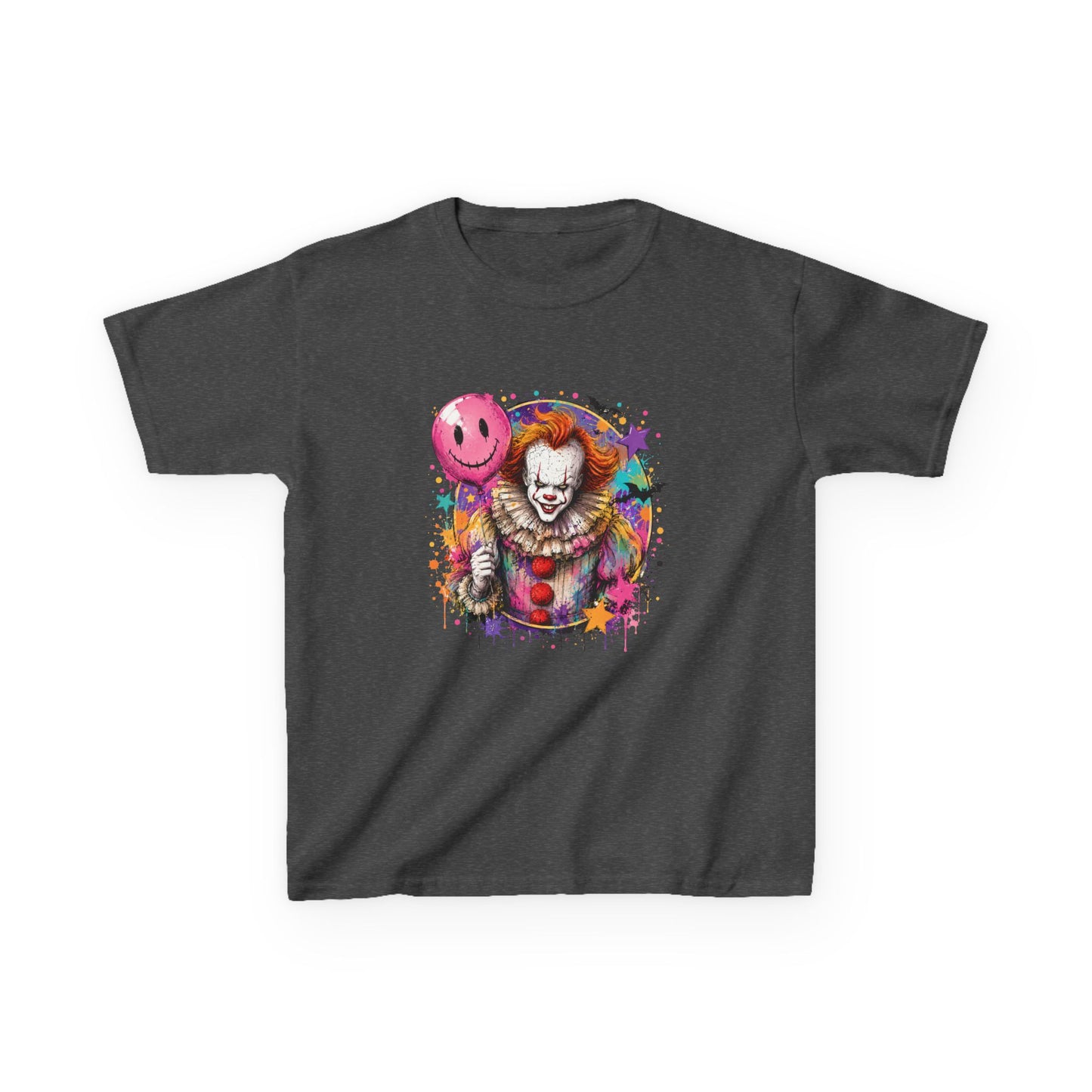 Kids Clown Horror T-Shirt — Colorful Scary Clown with Balloon Halloween Tee