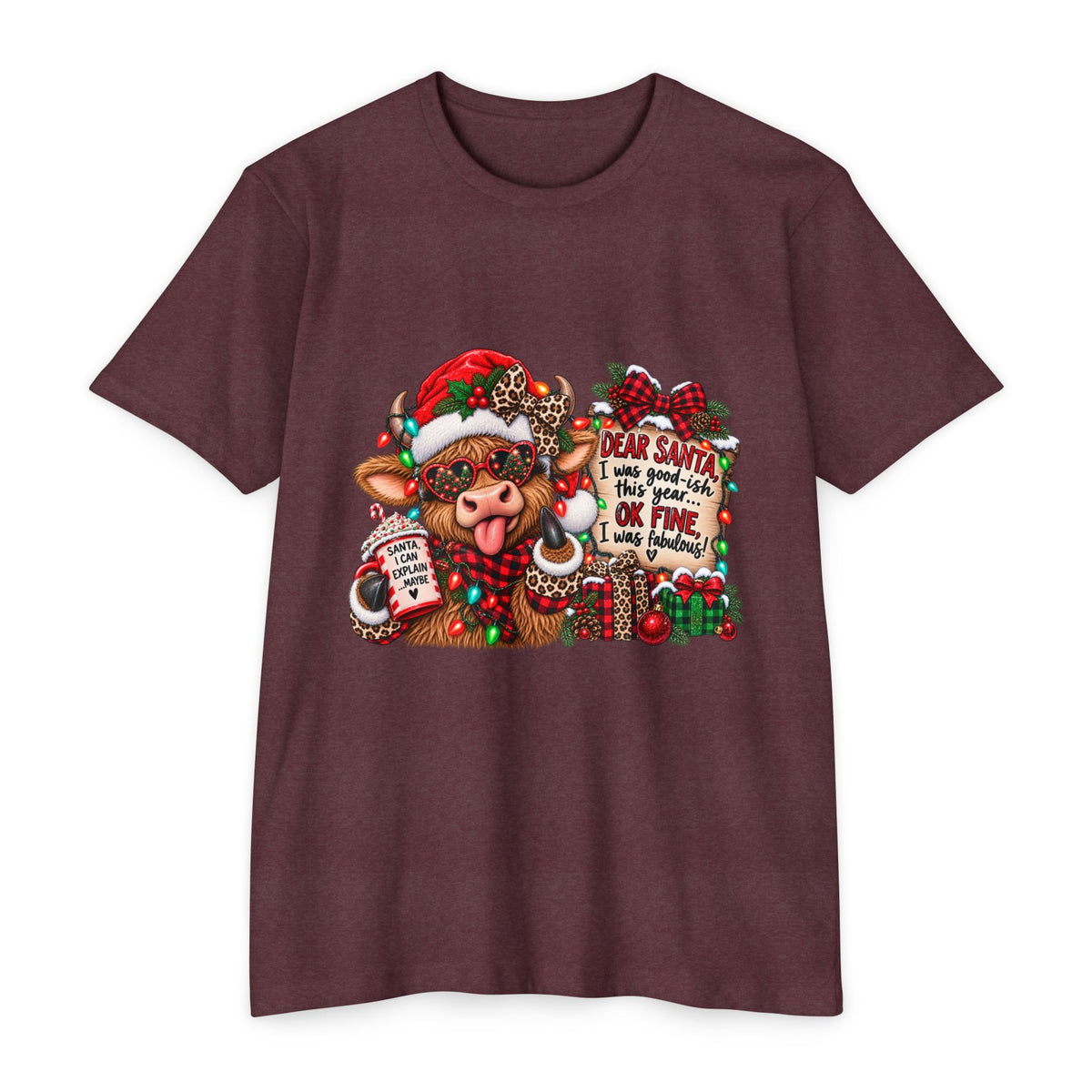 Christmas Cow T-Shirt — "Dear Santa I Was Good(ish)" Funny Holiday Tee