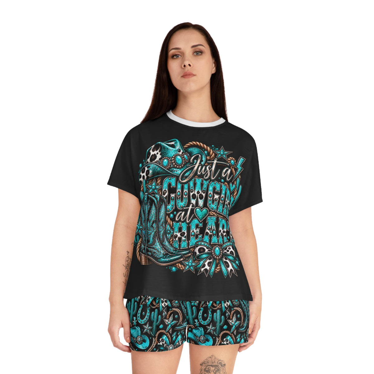Just a Cowgirl at Heart Women's Pajama Set — Western Cactus Sleepwear