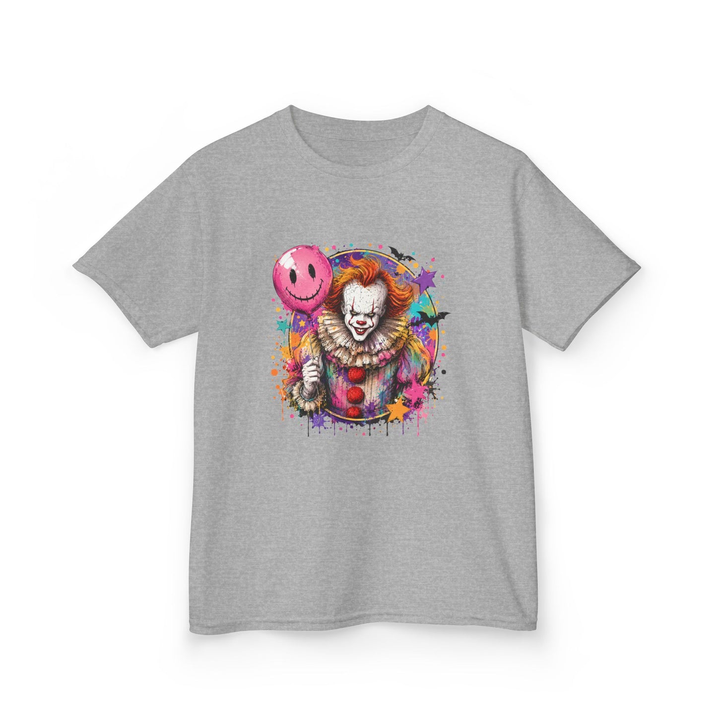 Kids Clown Horror T-Shirt — Colorful Scary Clown with Balloon Halloween Tee