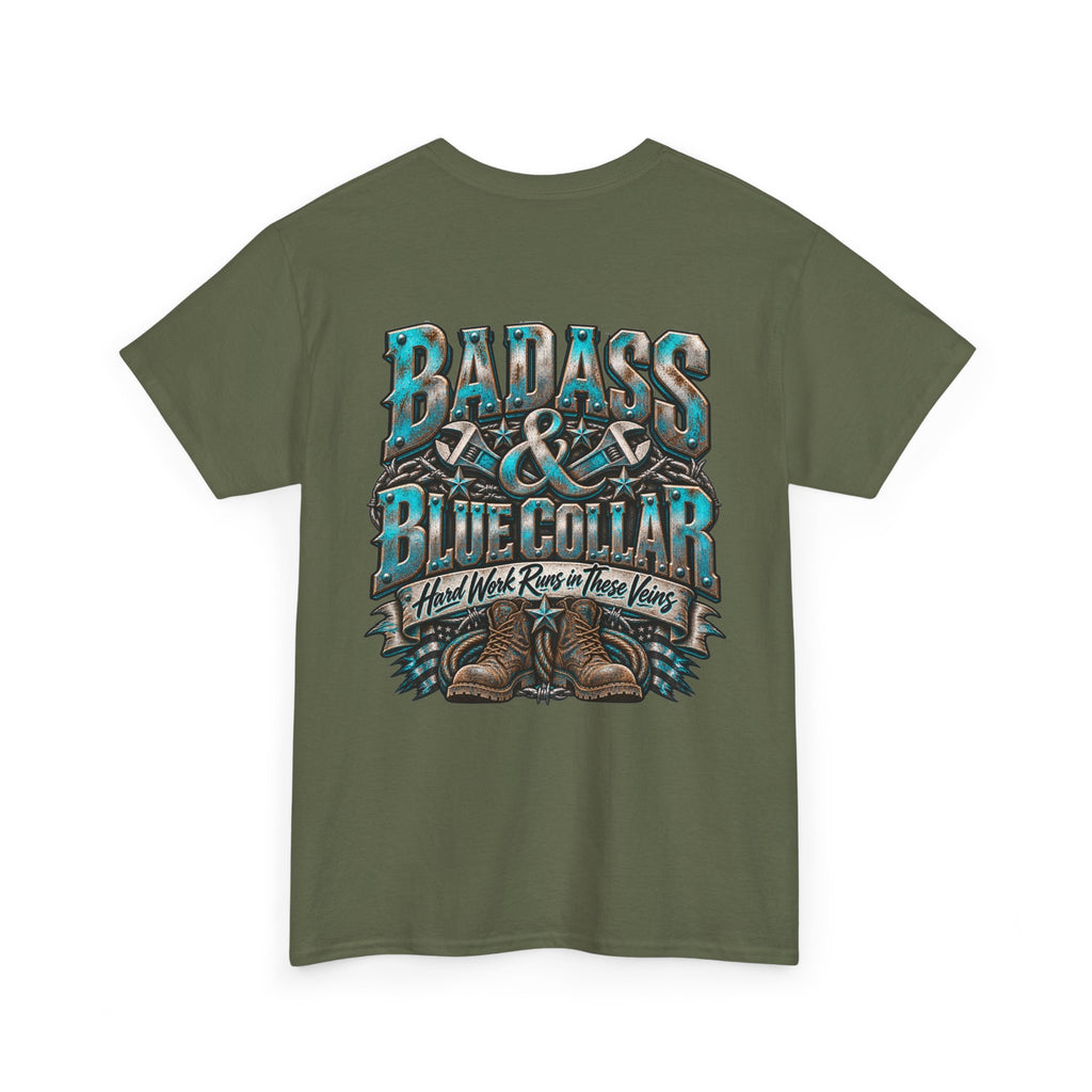 Badass Blue Collar Tee — 'Badass & Blue Collar' Workwear Graphic T‑Shirt
