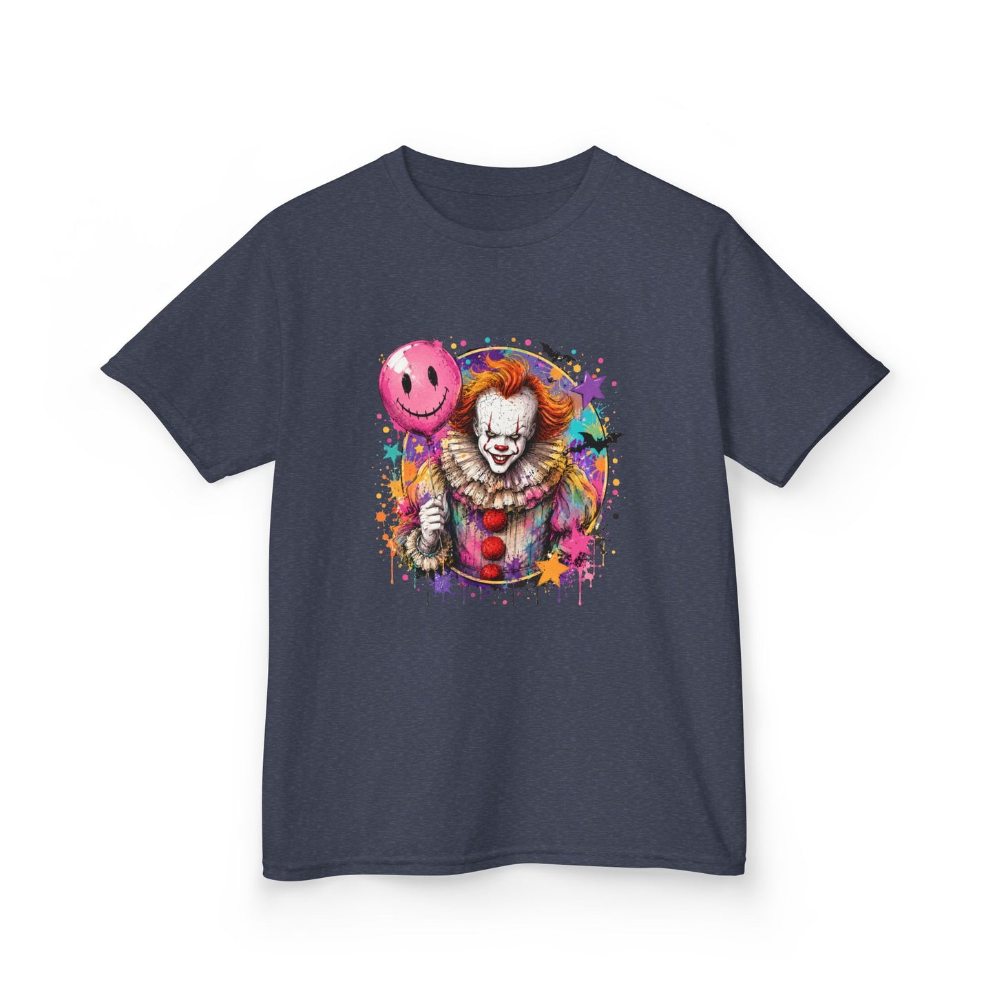 Kids Clown Horror T-Shirt — Colorful Scary Clown with Balloon Halloween Tee