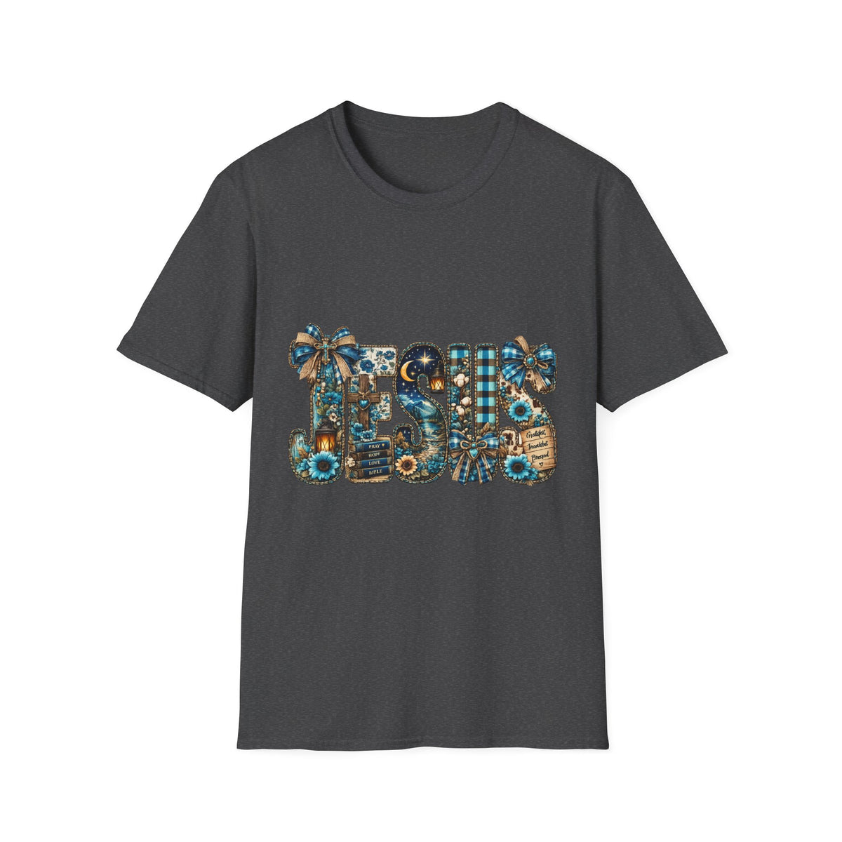 T-Shirt - 'TIS' Holiday Patchwork Design: Festive Vintage Ornaments & Plaid