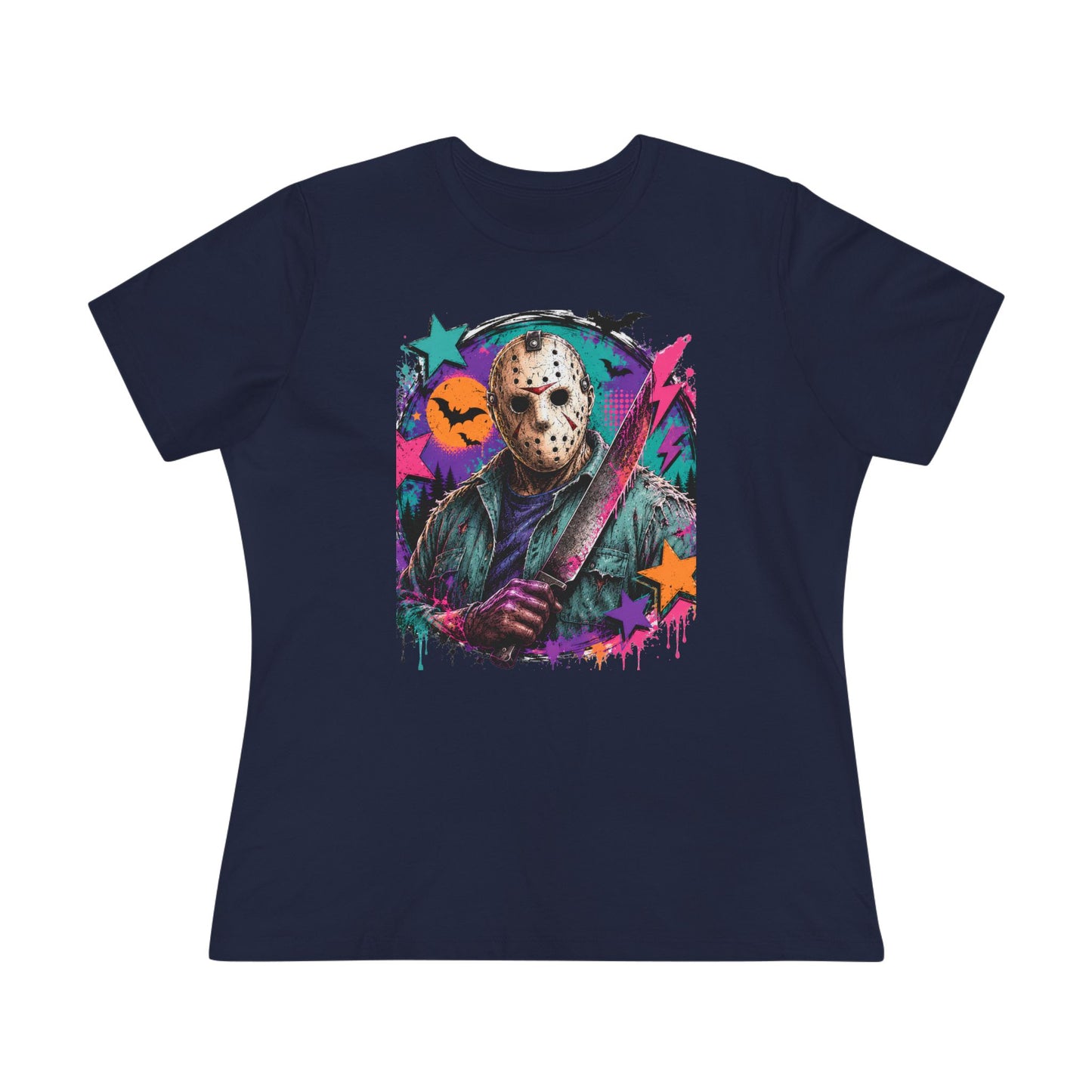 Horror Retro Jason Tee — Neon Slasher Halloween Women’s T-Shirt