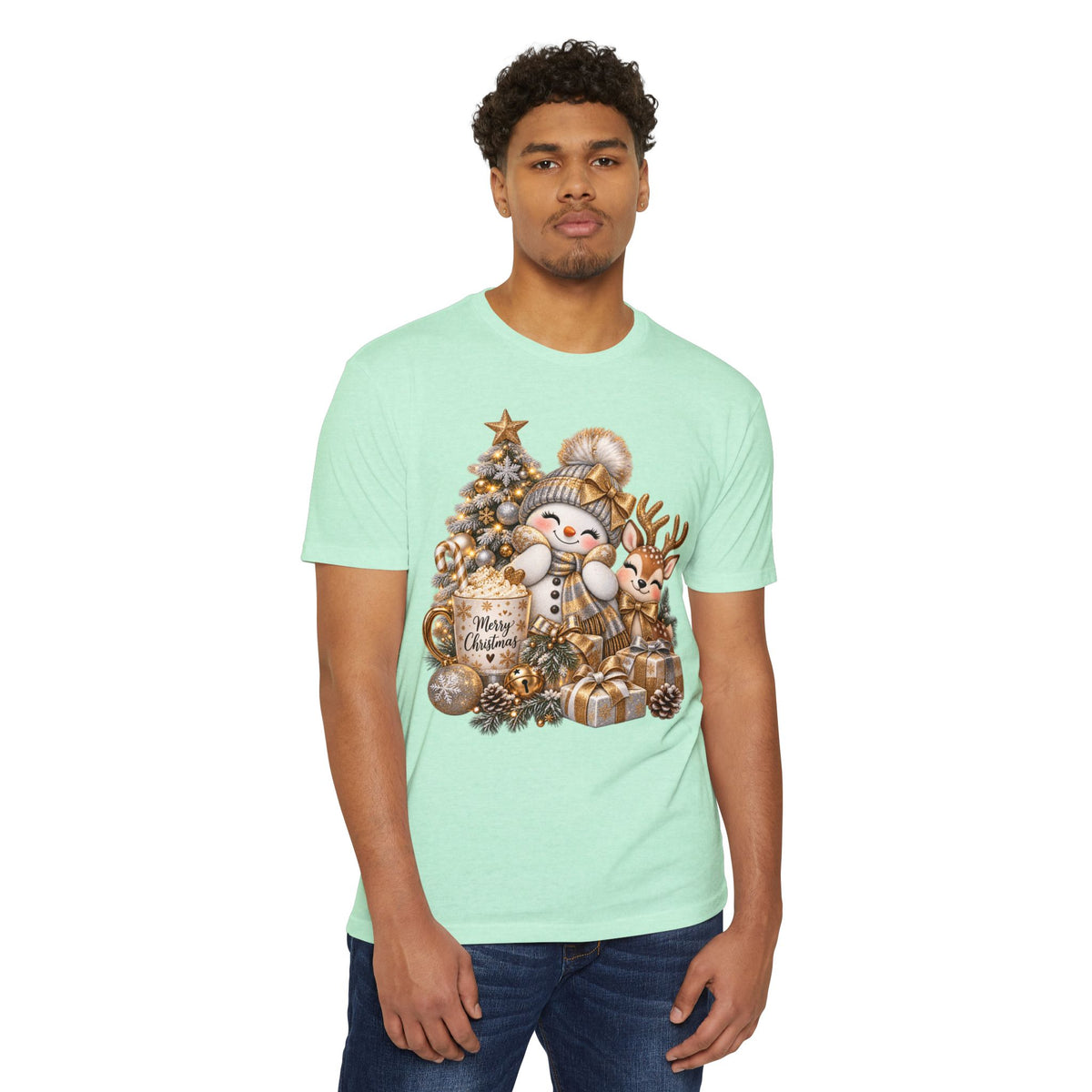 Christmas Snowman & Reindeer Tee — Merry Christmas Holiday T-Shirt
