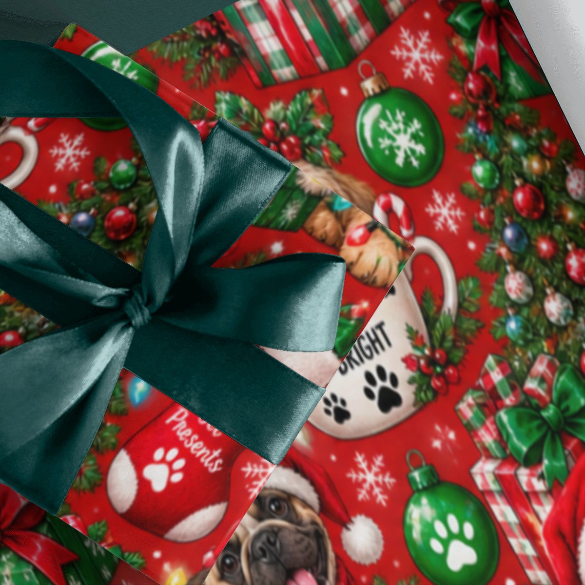 3Pack Gift Wrapping Paper Sheets christmas dogs