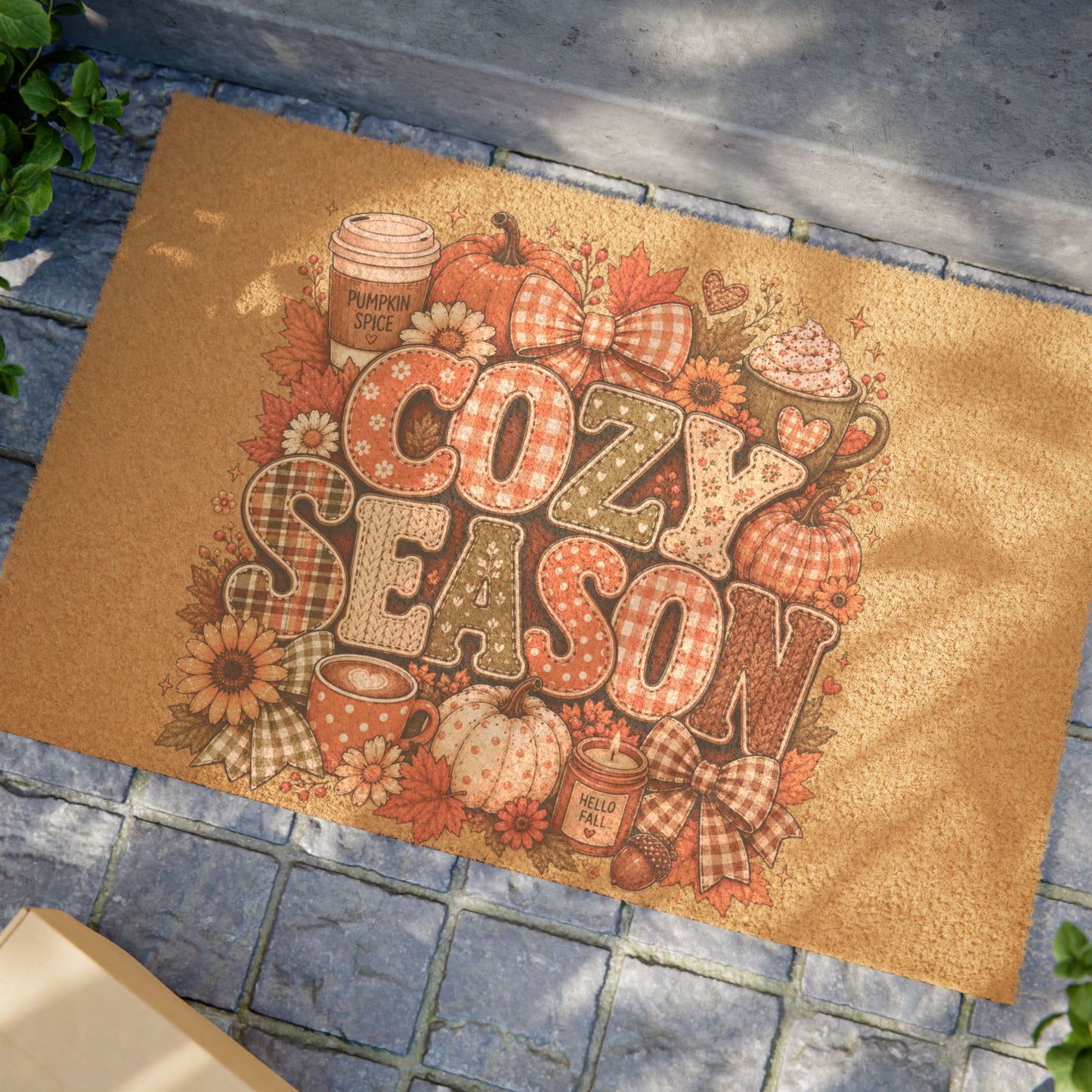 Cozy Season Doormat — Autumn Pumpkin Welcome Mat