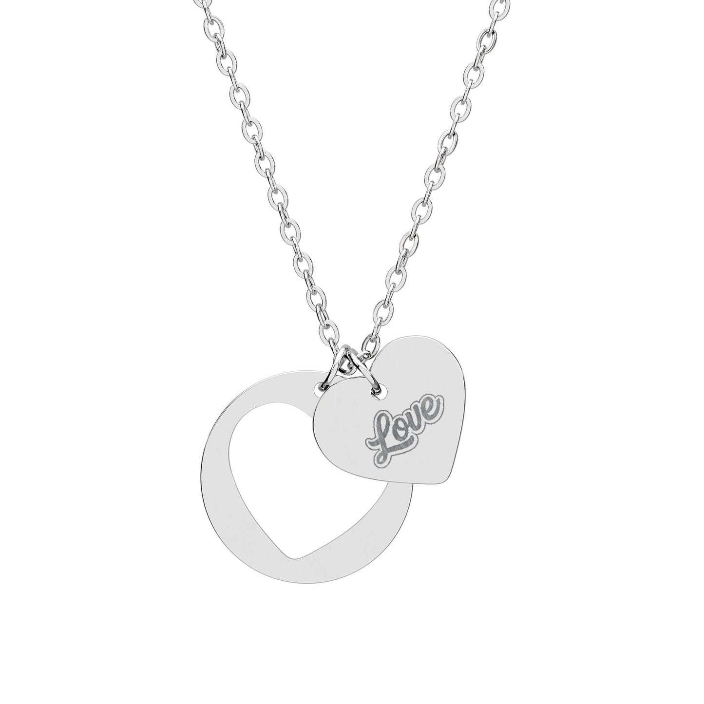Engravable Heart Cutout Necklace – 'Love' Pendant