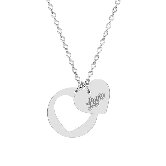 Engravable Heart Cutout Necklace – 'Love' Pendant