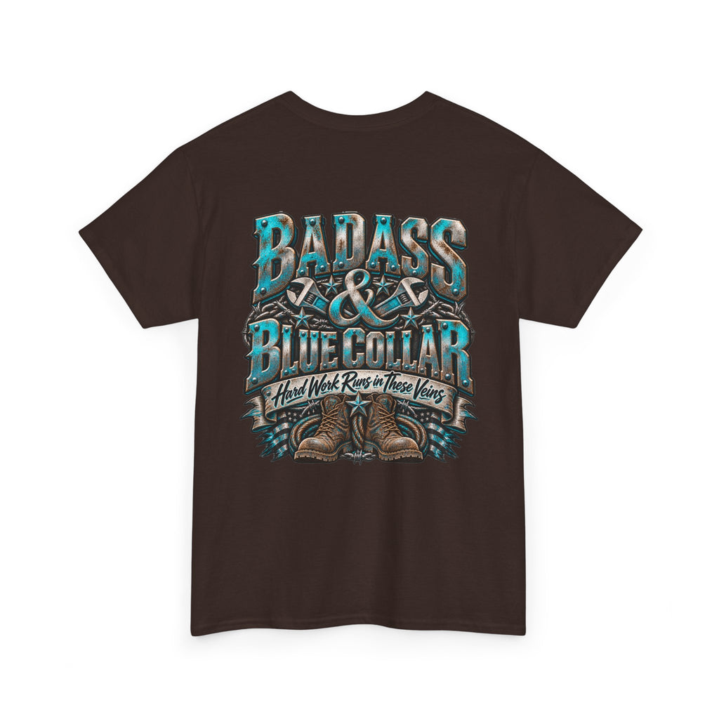Badass Blue Collar Tee — 'Badass & Blue Collar' Workwear Graphic T‑Shirt