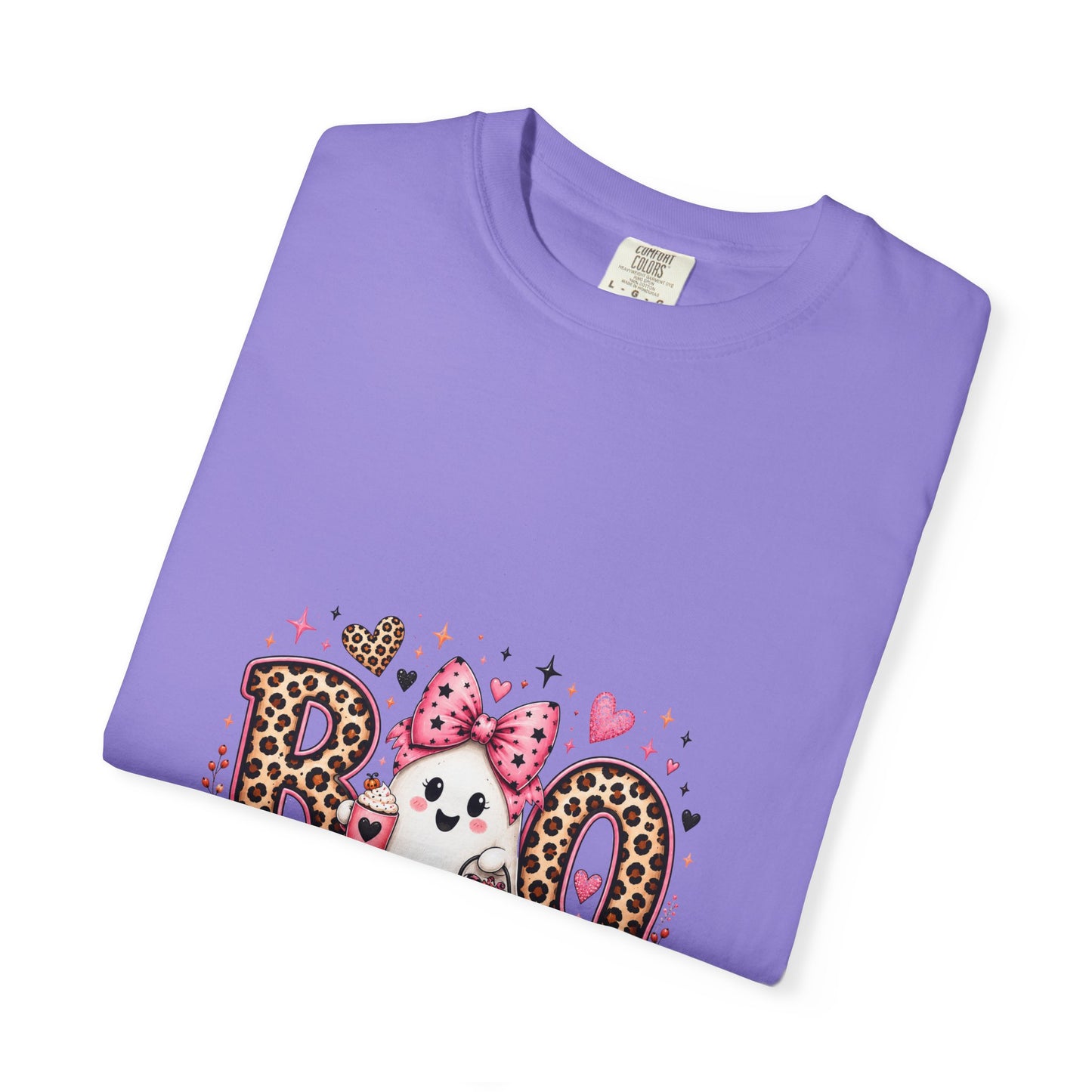 Boo Floral Ghost T-Shirt — Cute Pink Leopard Halloween Tee