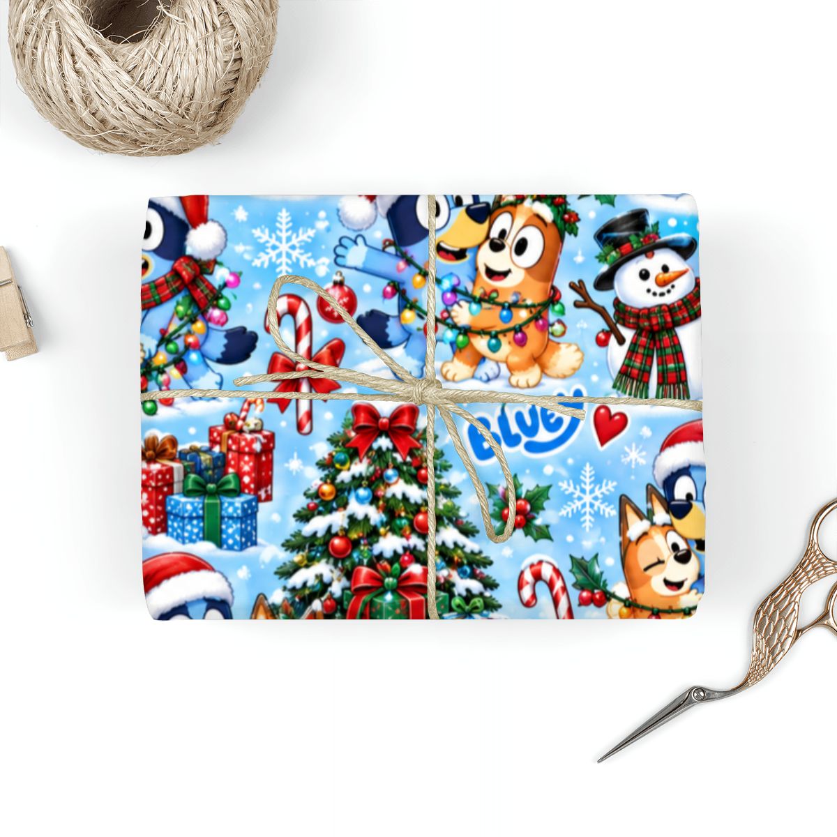 3Pack Gift Wrapping Paper Sheets bluey wallpaper