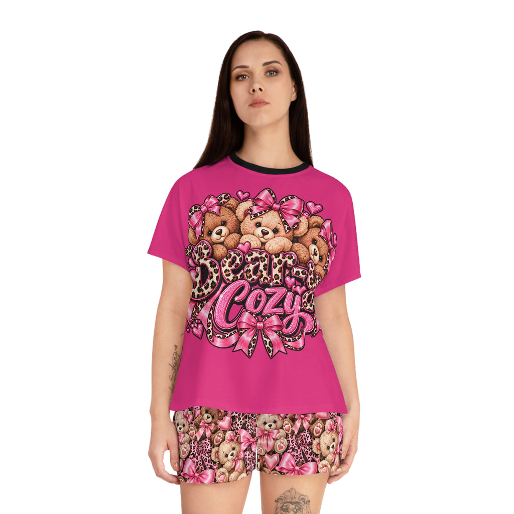 Cozy Bears Pink Women's Short Pajama Set