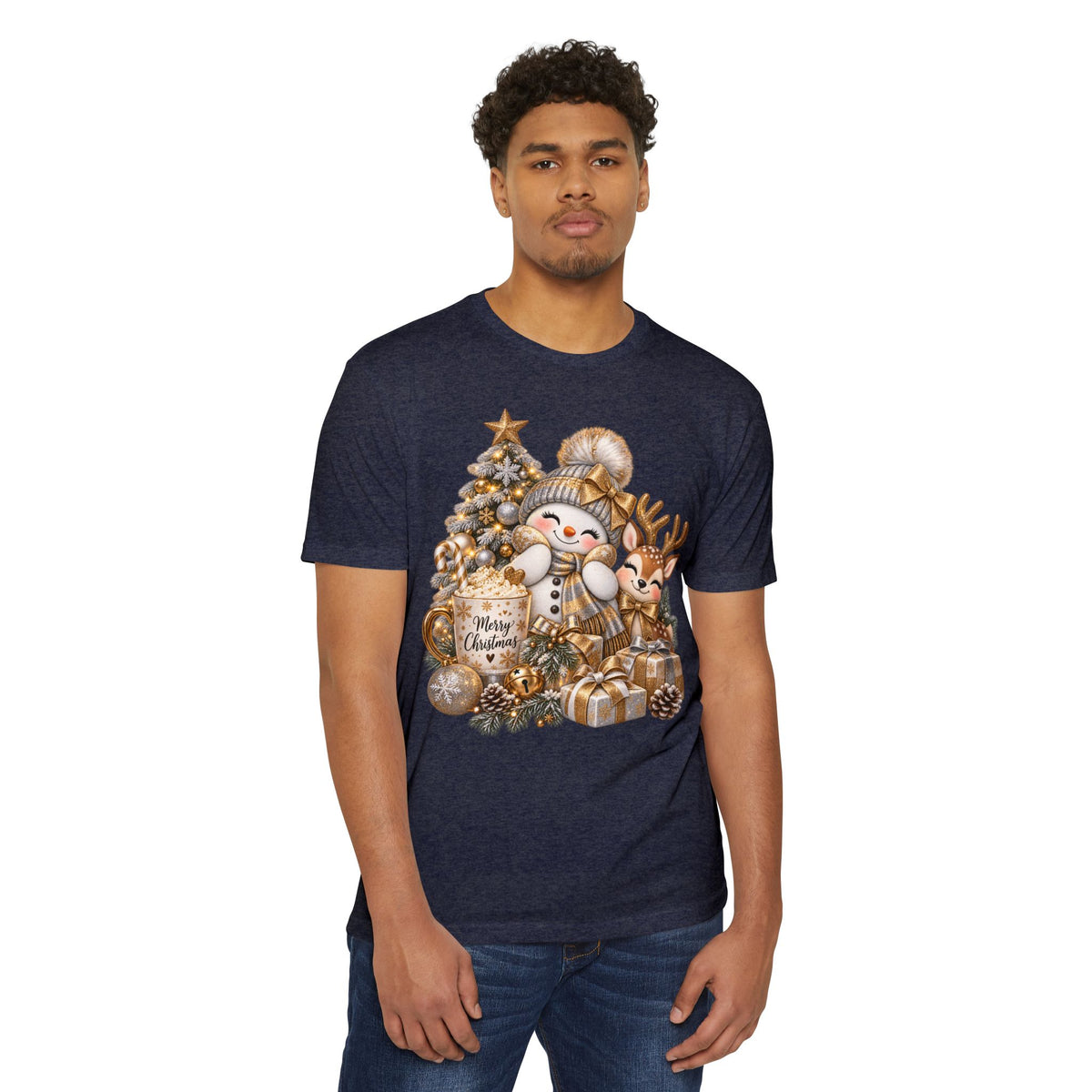 Christmas Snowman & Reindeer Tee — Merry Christmas Holiday T-Shirt