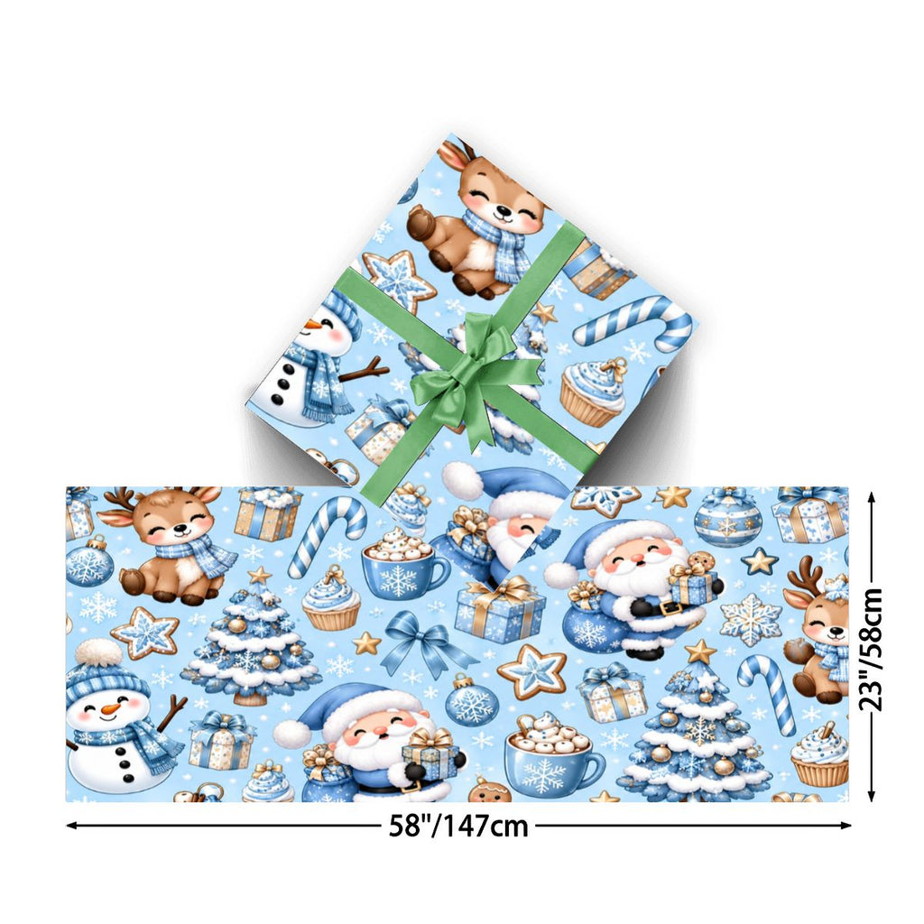 3Pack Gift Wrapping Paper Sheets blue and brown wrapping paper