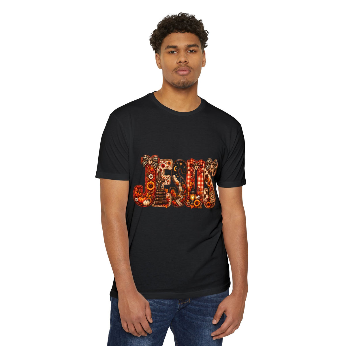 Jesus Floral Pattern T-Shirt — Vintage Boho Christian Tee