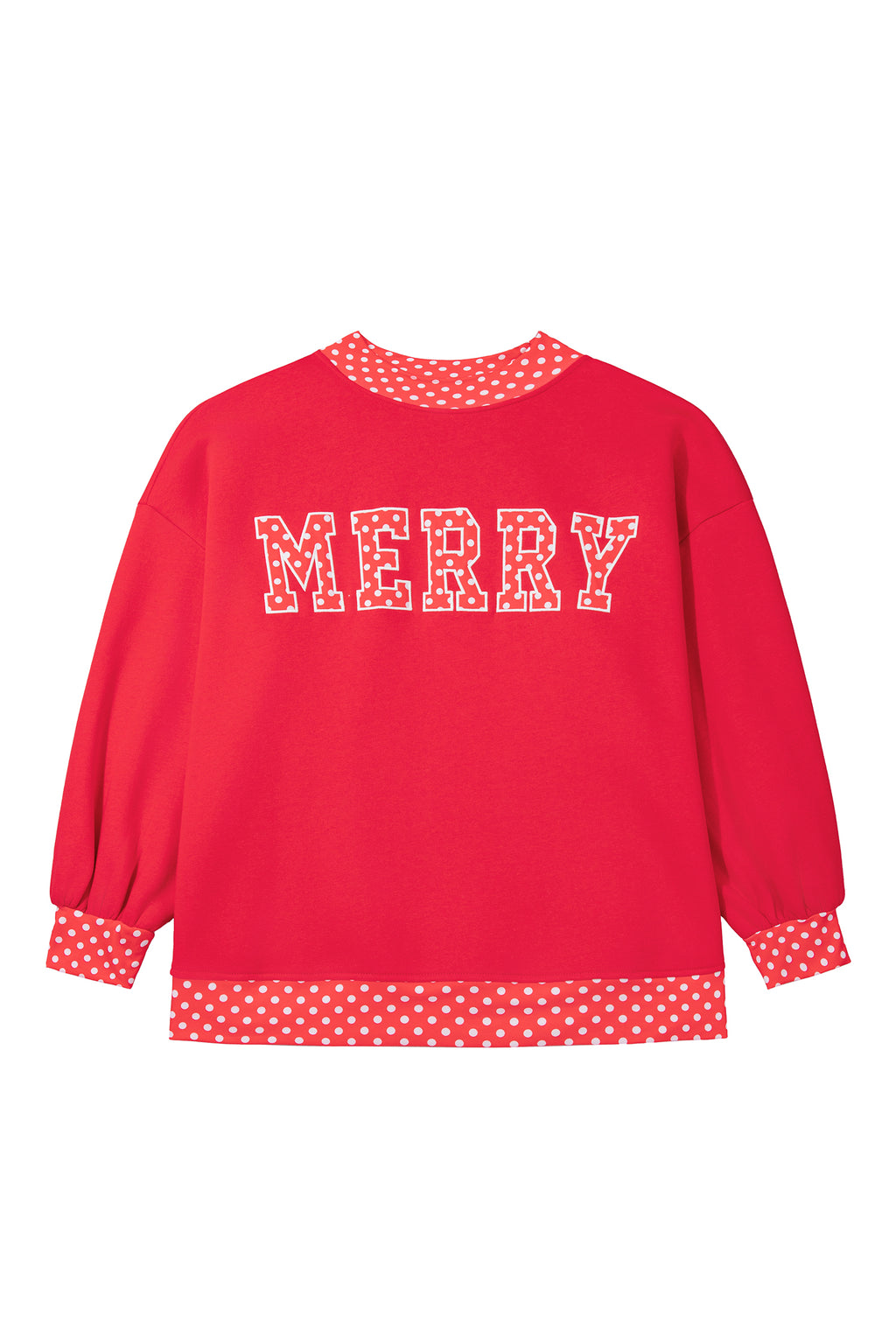 Fiery Red Casual Polka Dot Patchwork Letter Graphic Plus Size Sweatshirt